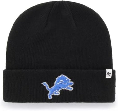 '47 NFL Detroit Lions Raised Cuffed Knit Beanie - Black