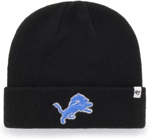 '47 NFL Detroit Lions Raised Cuffed Knit Beanie - Black