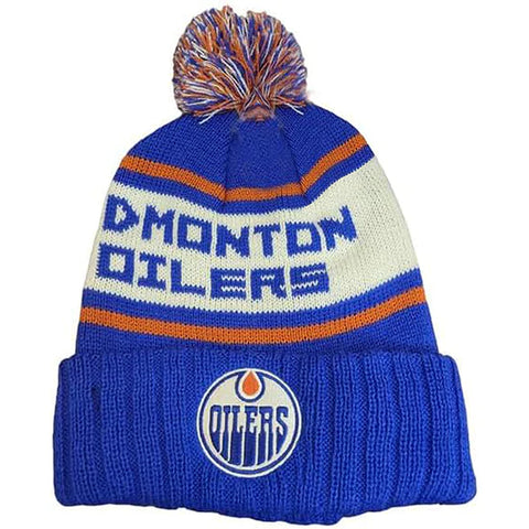 American Needle NHL Edmonton Oilers Pillow Line Pom Knit Toque - Blue