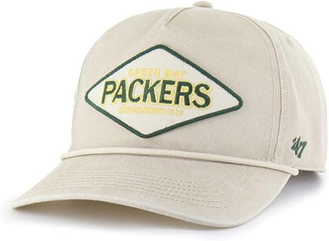'47 NFL Green Bay Packers Cairn Hitch RF Adjustable Snapback Hat - Beige