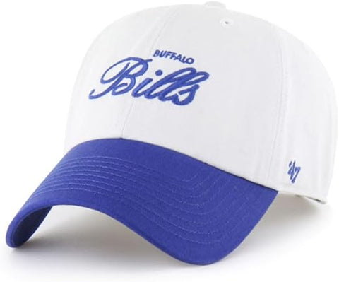 '47 NFL Buffalo Bills Foundational Script Sandstone Clean Up Adjustable Hat - White/Blue