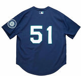 Mitchell & Ness Men's MLB Seattle Mariners Ichiro Suzuki #51 Cooperstown Mesh Batting Practice Pullover Jersey - Navy