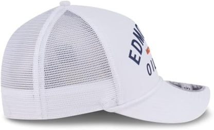 New Era NHL Edmonton Oilers Minimalist 9FORTY A-Frame Trucker Adjustable Snapback Hat - White