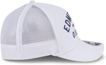 New Era NHL Edmonton Oilers Minimalist 9FORTY A-Frame Trucker Adjustable Snapback Hat - White