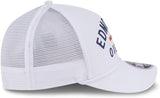 New Era NHL Edmonton Oilers Minimalist 9FORTY A-Frame Trucker Adjustable Snapback Hat - White