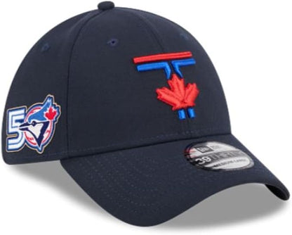 New Era 39THIRTY MLB Toronto Blue Jays 50th Anniversary Side Patch City Connect Stretch Fit Hat - Navy