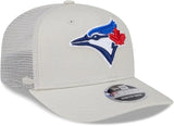 New Era MLB Toronto Blue Jays Canvas 9SEVENTY Trucker Stretch-Snap Adjustable Hat - Cream