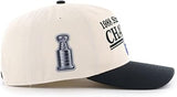 47 NHL Edmonton Oilers Tabloid 1988 Stanley Cup Championship Hitch Adjustable Snapback Cap - Black/Beige