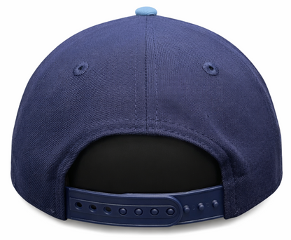 New Era 9FORTY A-Frame MLB Toronto Blue Jays Two Tone 50th Anniversary Side Patch Custom Collection Adjustable Hat - Navy/Powder Blue