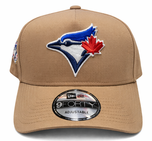 New Era 9FORTY A-Frame MLB Toronto Blue Jays 50th Anniversary Side Patch Custom Collection Adjustable Hat - Light Brown