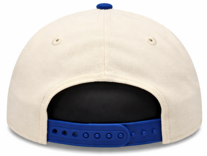 New Era 9FORTY A-Frame MLB Toronto Blue Jays Two Tone 50th Anniversary Side Patch Custom Collection Adjustable Hat - Off-White/Royal Blue