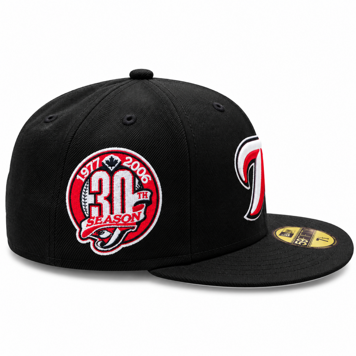 New Era MLB Toronto Blue Jays Alternate T Logo 30th Anniversary 59FIFTY Fitted Hat – Black/Red