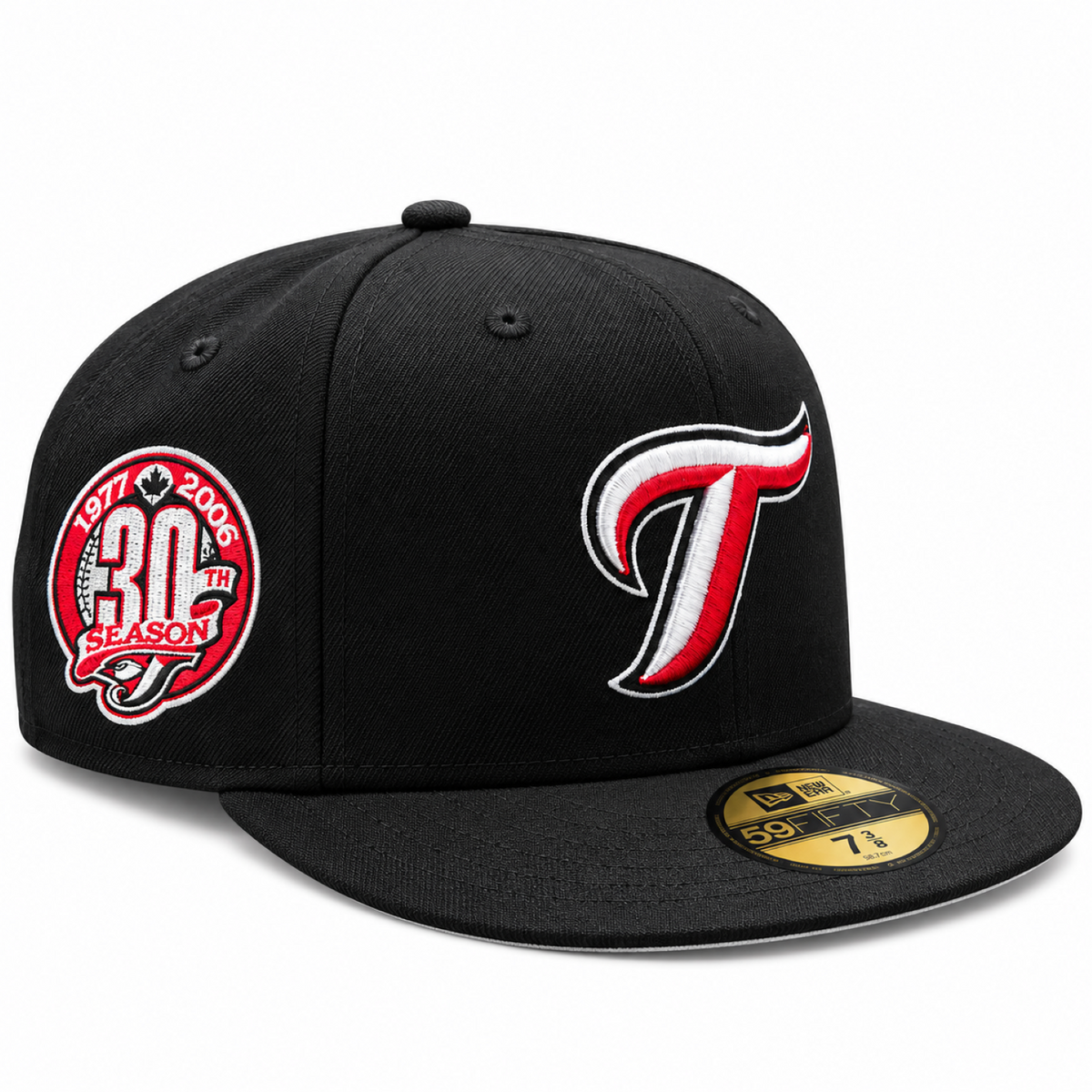 New Era MLB Toronto Blue Jays Alternate T Logo 30th Anniversary 59FIFTY Fitted Hat – Black/Red