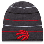 New Era NBA Toronto Raptors Charcoal Rowed Striped Cuffed Knit Hat