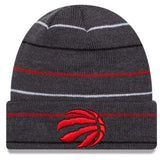 New Era NBA Toronto Raptors Charcoal Rowed Striped Cuffed Knit Hat