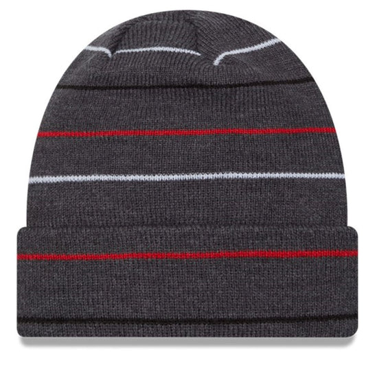 New Era NBA Toronto Raptors Charcoal Rowed Striped Cuffed Knit Hat
