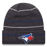 New Era MLB Toronto Blue Jays Charcoal Rowed Striped Cuffed Knit Hat