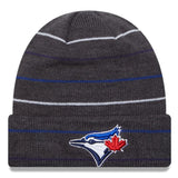 New Era MLB Toronto Blue Jays Charcoal Rowed Striped Cuffed Knit Hat