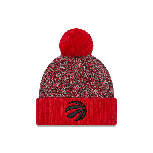 New Era Womens Toronto Raptors Team Marl Knit Cuffed POM Toque Red