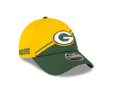 Men's New Era Gold/Green Green Bay Packers 2023 Sideline 9FORTY Adjustable Hat
