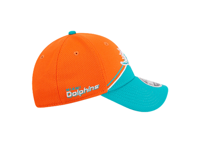 Miami Dolphins New Era 2023 Sideline 9FORTY Adjustable Hat - Orange/Aqua