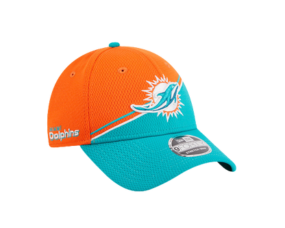 Miami Dolphins New Era 2023 Sideline 9FORTY Adjustable Hat - Orange/Aqua