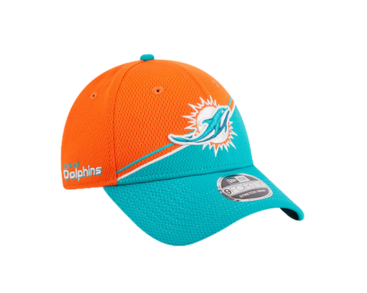 Miami Dolphins New Era 2023 Sideline 9FORTY Adjustable Hat - Orange/Aqua
