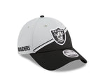 Men's New Era White/Black Las Vegas Raiders 2023 Sideline 9FORTY Adjustable Hat