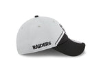 Men's New Era White/Black Las Vegas Raiders 2023 Sideline 9FORTY Adjustable Hat