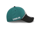Philadelphia Eagles New Era 2023 Sideline 9FORTY Adjustable Hat - White/Teal
