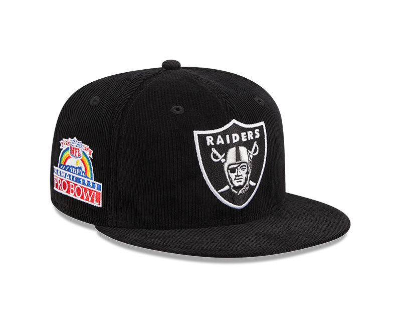 Men's New Era Black Las Vegas Raiders 59FIFTY Throwback Corduroy Hawaii 1990 Pro Bowl Fitted Hat