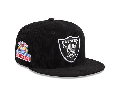 Men's New Era Black Las Vegas Raiders 59FIFTY Throwback Corduroy Hawaii 1990 Pro Bowl Fitted Hat