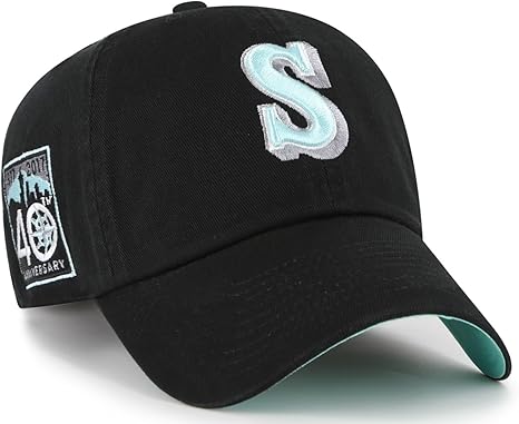 47 MLB Seattle 1987 Black Mint Double Under Clean Up Adjustable Hat - Black