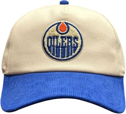 American Needle NHL Edmonton Oilers Burnett Corduroy Adjustable Cap - Cream/Royal
