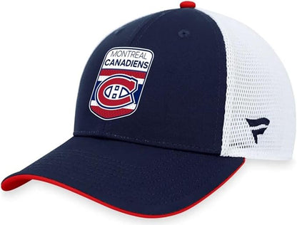 Fanatics NHL Montreal Canadiens 2023 Draft Authentic Pro Trucker Adjustable Hat - Navy/White