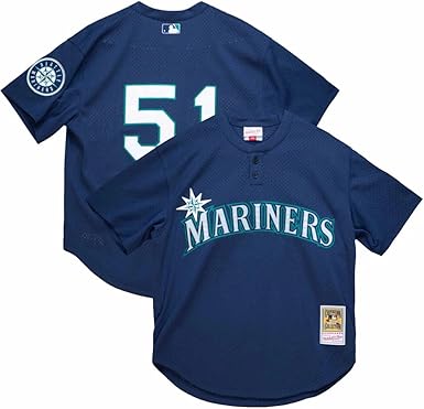 Mitchell & Ness Men's MLB Seattle Mariners Ichiro Suzuki #51 Cooperstown Mesh Batting Practice Pullover Jersey - Navy