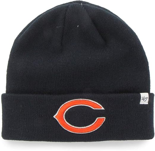 '47 NFL Chicago Bears Raised Cuff Knit Primary Beanie - Black