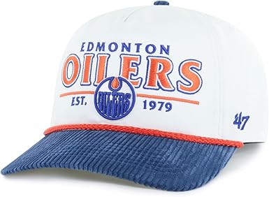 '47 NHL Edmonton Rustic Hitch Adjustable Snapback with Corduroy Brim - White/Blue
