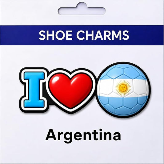 I Heart Soccer Country Flag Shoe Charms For Crocs