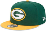 New Era NFL 9FIFTY Green Bay Packers Two Tone Adjustable Snapback Hat - Green/Yellow
