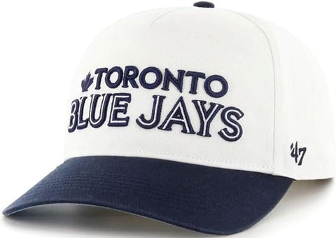 47 Hitch MLB Toronto Blue Jays Double Header Script Shot Snapback Hat - White