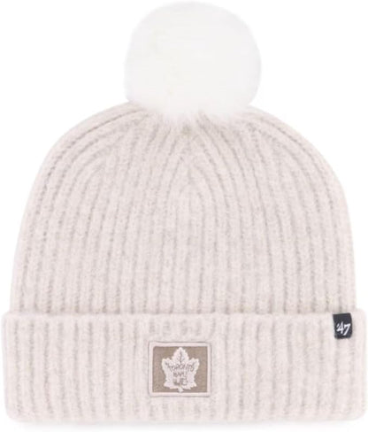 '47 Womens NHL Toronto Maple Leafs Mellow Cuff Knit Beanie with Pom - Cream