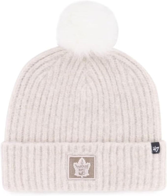 '47 Womens NHL Toronto Maple Leafs Mellow Cuff Knit Beanie with Pom - Cream