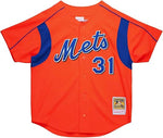 Mitchell & Ness MLB Authentic BP Button Front Mike Piazza New York Mets Mens Dark Orange Shirt, Dark Orange, XX-Large