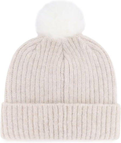 47 Womens NHL Edmonton Oilers Mellow Cuff Knit Beanie with Pom - Cream