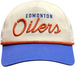American Needle NHL Edmonton Oilers Roscoe Rope Adjustable Snapback Hat - Cream/Blue