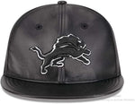 New Era Detroit Lion 9FIFTY Leather Snapback Adjustable Cap - Black