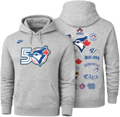 Nike MLB Toronto Blue Jays 50 Seasons Anniversary Ballpark Legend Graphic Pullover Hoodie - Grey