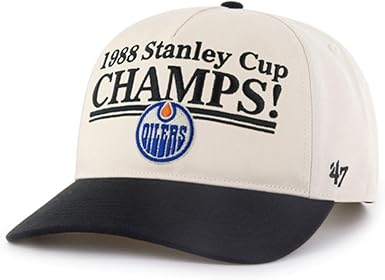 47 NHL Edmonton Oilers Tabloid 1988 Stanley Cup Championship Hitch Adjustable Snapback Cap - Black/Beige