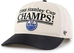 47 NHL Edmonton Oilers Tabloid 1988 Stanley Cup Championship Hitch Adjustable Snapback Cap - Black/Beige